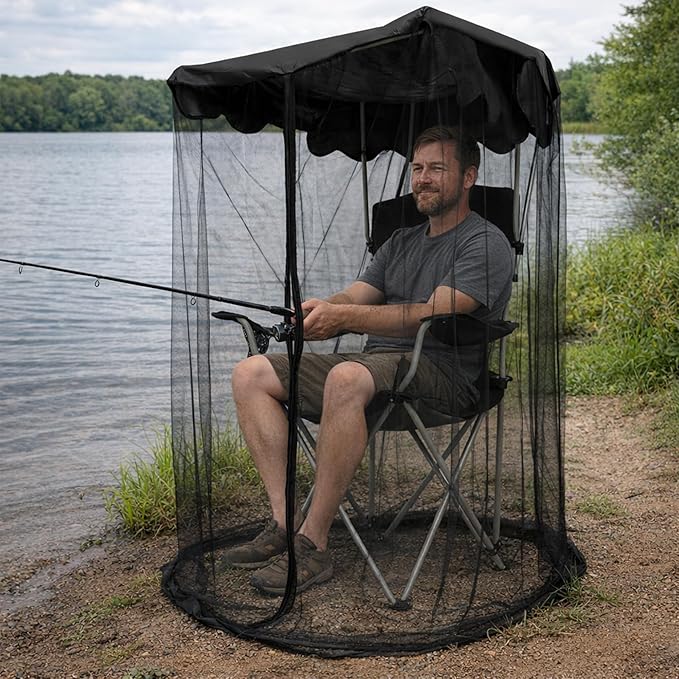 1 Pcs Canopy Chair Mosquito Net, Mosquito Mesh Chair Net with Waterproof Roof and Zipper Opening,Mosquito Net Chairs Cover for Outdoor Hiking Hunting Fishing Camping, Excluding Chairs