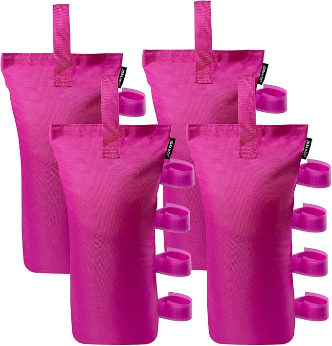 Joramoy Heavy Duty Canopy Weight Bags(150LBS) for Pop up Canopy Tent, Leg Canopy Weights Sand Bags for Instant Outdoor Sun Shelter Canopy/Patio Umbrella,Set of 4, Pink(Without Sand)