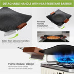 Alocs Korean BBQ Grill Pan with Bag, 12.6'' Cast Aluminum Nonstick Coating, Lightwight 2.2 Pounds, Rectangular Grill Pan for Stove Top, Portable Outdoor Camping BBQ
