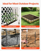 VEVOR Rebar Stakes, 24-Inch, Heavy-Duty 0.47 in Diameter, Straight Galvanized Steel Ground Anchors with Chisel Point End & Rust-Resistant Coating, for Gardening Support, Fence, Camping Tents (20-Pack)