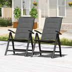Domi Folding Patio Chairs Set of 2, Aluminium Frame Reclining Sling Lawn Chairs with Adjustable High Backrest, Patio Dining Chairs for Outdoor,Porch,Balcony (Double-Layered Textilene Fabric)