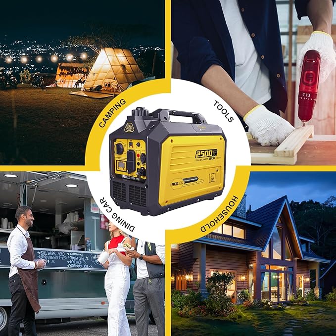 Aceup Energy 2500 Watt Gas Inverter Generator, Portable Generator Quiet for Home use, Camping, EPA Compliant
