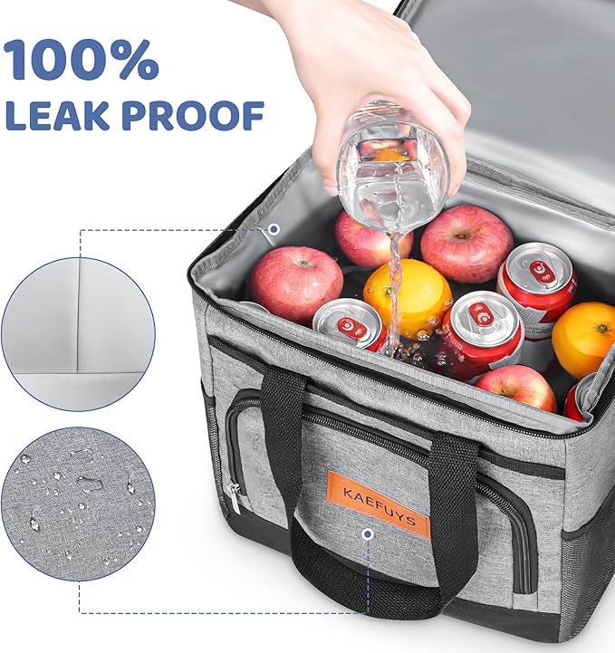 Insulated Cooler Bag for Men Women, 15L Soft Cooler Bag with Adjustable Shoulder Strap, Leakproof for Work, Camping, Travel, Picnic