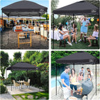 KAMPKEEPER 10x10 Pop Up Commercial Canopy Tent - Waterproof & Portable Outdoor Shade with Adjustable Legs, Air Vent, Carry Bag & Sandbags(Black)