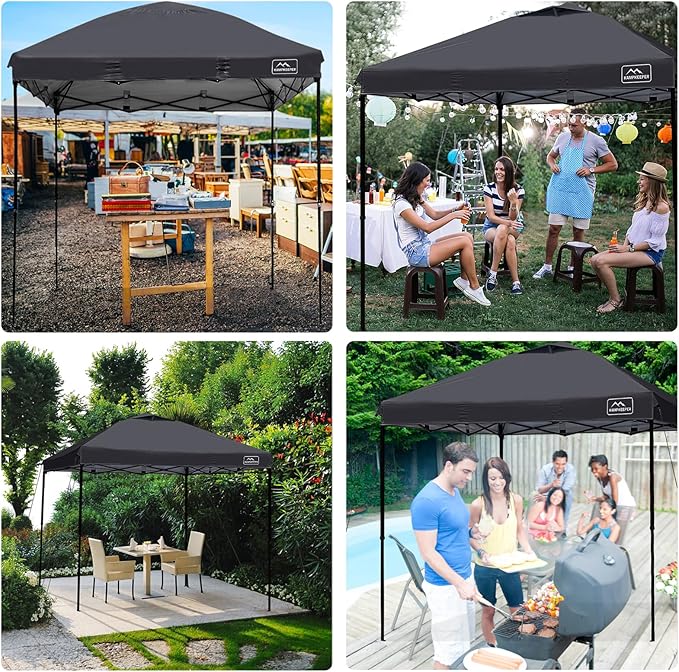 KAMPKEEPER 10x10 Pop Up Commercial Canopy Tent - Waterproof & Portable Outdoor Shade with Adjustable Legs, Air Vent, Carry Bag & Sandbags(Black)