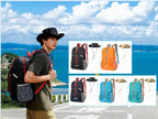 25L Foldable Backpack & Bucket Hat 2 IN1 Combo, Lightweight packable Travel Set, Compact Daypack Sun Fisherman Hat (Lake Blue)