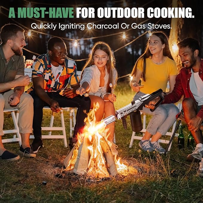 Powerful Propane Torch Gun, Kitchen Torch with Adjustable Flame, Flamethrower Blow Torch Gun Gas Welding Kits for BBQ, Searing, Camping & Charcoal Torch Lighter(Tank Not Included)