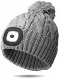 Classic Rechargeable LED Warm Knit Beanie Head Light Hat Headlamp for Outdoor Activities