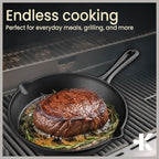 Bakken 10" Cast Iron Skillets, Pre-Seasoned Frying Pan with Even Heat Retention Cooking, Versatile for Stove, Oven, Grill & Campfire, Easy-Grip Handles, Hand Wash Only, 4.41 lbs