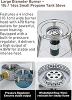 CAMPINGMOON Skottle Grill Cooking System Kit 18 inch Carbon Steel Pan Adjustable Legs Portable Camp Cooking Gear with Carry Bag (Skottle propane stove set)