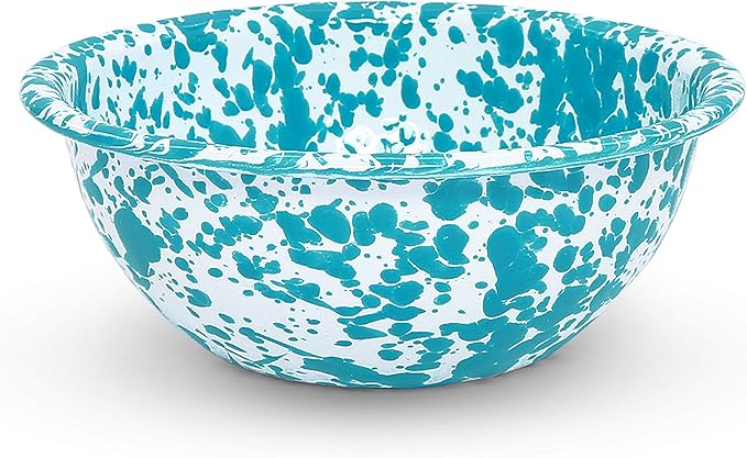 Enamelware Starter Set, 16 piece, Turquoise/White Splatter