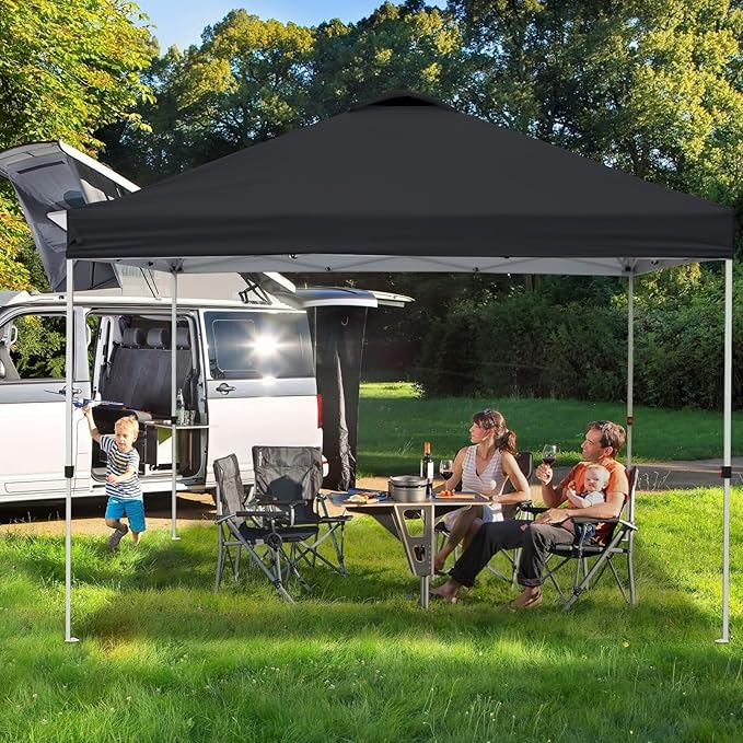 VINGLI 10x10 Pop Up Canopy Tent with Carry Bag and Sandbags, Outdoor Gazebo Canopy 10x10 Party Tent Commercial for Party, Event (Black)