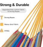 SUNCREAT Hammocks Outdoor Camping Double Hammock, Tree Hammocks for Outside, Rainbow