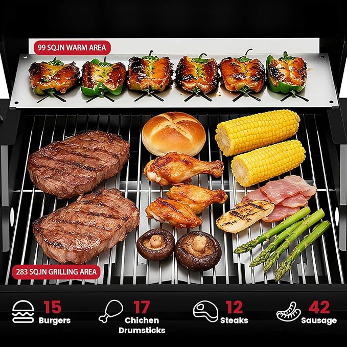3 Burner Propane Grill, 30,000 BTU Propane Gas Grill with Two Side Tables, Stainless Steel Barbecue Grill, Outdoor Cooking BBQ for Patio, Camping, Backyard