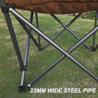 2 Pack Oversized Camping Chairs for Adults Heavy Duty Padded Outdoor Folding Lawn Chair XL Camp Chair for Outside Sports Beach Fishing Garden Supports 500lbs, Brown