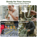 Survival Water Filter Straw - Portable Personal Water Purifier for Hiking, Camping & Bug Out Bag | Tactical Emergency Preparedness Gear, Wilderness Backpacking & Life Saving Equipment(1, Green)