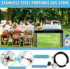 Propane Gas Stove,4 Burner Gas StovePortable Gas Stove Auto Ignition Camping Stainless Steel Stove 4 Burner LPG for RV, Apartment,Outdoor