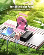 30000mAh Solar Fan, Camping Fan with Solar Panel, 10W 9-Inch Rechargeable Battery Operated Fans for Outside, LED Lantern, Stepless Speed and Quiet Battery Powered Solar Tent Fans for Outdoor, Barbecue