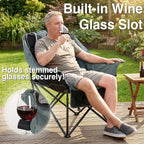 Oversized Camping Chair for Adults - Heavy Duty 400 lbs Padded Folding Chair with Wine Glass Holder, 2 Cup Holders & Side Pockets, Portable Carry Bag for RV, Tailgating, Lawn
