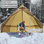 DANCHEL OUTDOOR HT02 4 Season Hot Tent With Stove Jack - Waterproof Yurt for 1-3 Person Backpacking, 6.6lbs, 210T Rip-Stop Polyester, Brown, 10.5ft/3m Diameter