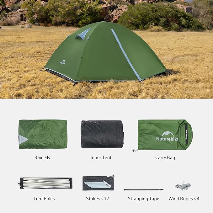Naturehike Bleik 2-3 Person Camping Tent, Waterproof Double Layer Lightweight Backpacking Tents for Camping