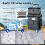 Odoland 48/72 Can Rolling Cooler Bag with Wheels & Handle, Collapsible Insulated Ice Chest for Beach, Camping & Tailgating - Portable Travel Soft Cooler on Wheels, Collapses for Easy Storage
