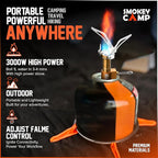 Mini 3000W Camping Stove, Ultralight Backpacking Camp Stove with a Carrying Case and an Additional Adapter, Compatable with Isobutane and Propane Tanks, Portable and Collapsible