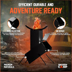 Rocket Stove for Camping Heavy Duty Wood Burning Stove with Adjustable Legs, Portable Wood Burning Fire Camping Stove, Cooking Camping Grilling Outdoor Backyard BBQ Stove with Storage Bag, Rod, Gloves