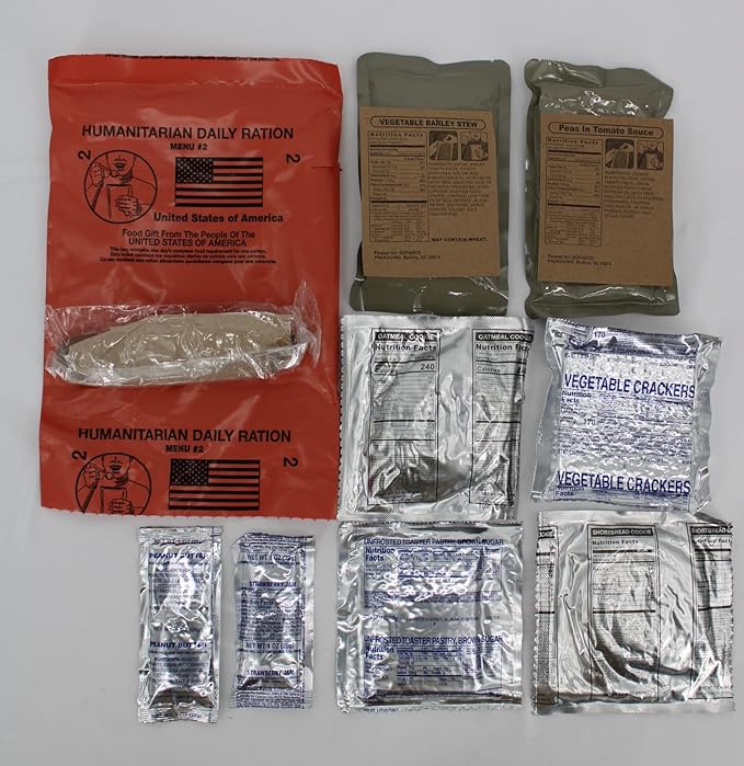 4 Meal HUMANITARIAN DAILY RATION MRE - RANDOM MENU - Inspection date of 10/2022 or Newer