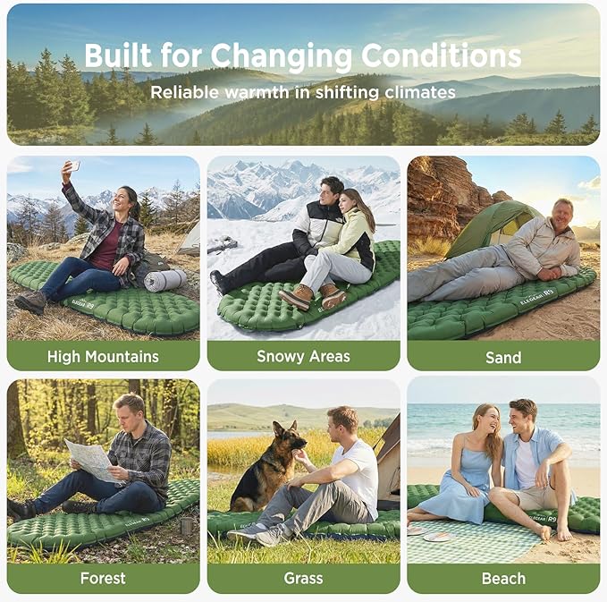 Elegear CumbreX™ Sleeping Pad for Camping with 9 R-Value, Ultralight Camping Sleeping Mat for All Seasons, Insulated Backpacking Sleeping pad, Durable Camping Mattress for Outdoor Hiking Tent
