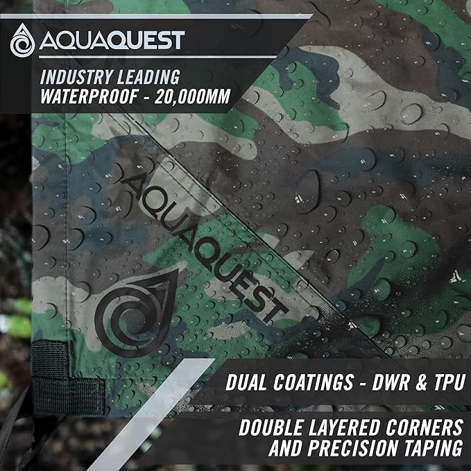 AquaQuest Safari Tarp – Lightweight Waterproof (5,000mm) Seam-Taped Ripstop Rain Fly for Backpacking, Thru-Hiking & Hammock Camping
