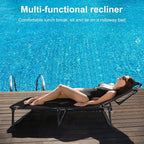 Talent Star Folding Lounge Chair with Mattress and Pillow Indoor Outdoor, 4 Position Adjustable Toffee Sleeping Bed Cot Chaise for Sunbathing Tanning Poolside Office Camping Lawn Pool Beach Patio 75cm
