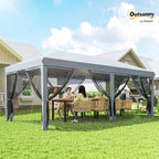 Outsunny 10' x 20' Pop Up Canopy Tent with Netting, Heavy Duty Instant Sun Shelter, Large Tents for Parties with Carry Bag for Outdoor, Garden, Patio, Gray