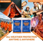 2 Pack Emergency Mylar Poncho, Waterproof Rain Ponchos, Reusable Packable Ponchos, Survival Blanket Poncho for Outdoor Camping & Hiking, Rescue, Car Emergency Kit, Shelter/Tent Cover