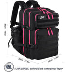 LHI Military Tactical Backpack for Men and Women 45L Army 3 Days Assault Pack Bag Large Rucksack with Molle System - Black with red zipper
