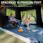 EVER ADVANCED 10 Person Camping Blackout Design Tent, Multi Room Tent for Family, Large Tents with Rainfly and Carry Bag, 2 Doors, Water-Resistant, 14ft x 10ft x 84in