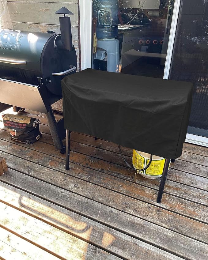 Patio Stove Cover for Camp Chef 2 Burner Waterproof Outdoor Cooking Stoves Covers 34.5 Inch UV Resistant Fits EX60LW, EX-60, DC-60LW, OSD-60LW, YK60LW, EX280LW Black WC007, 34.5L*16W*16H inch