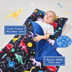 Toddler Nap Mat with Pillow and Blanket, Extra Large Rolled Napping Mats,Slumber Bags for Boys Girls,Kids Sleeping Bag for Daycare, Preschool Travel Camping