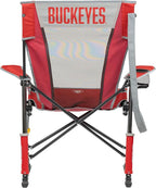 GCI Outdoor Comfort Pro Rocker Camping Chair | Portable Folding Rocking Chair with Durable Armrests & Drink Holder | Official Collegiate Licensed Sideline Sports Chair | Ohio State Buckeyes