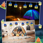 12 Sets Camp Crafts with LED Candles Lights Camping Campfire Vbs Tissue Paper Crafts Kits DIY Campfire Lantern Hanging Ornaments for Vbs Sunday School Party Activities