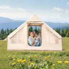 VEVOR Inflatable Tents for Camping, Easy Setup Blow up Tent with Hand Pump, 4 Season Glamping Tent with Stove Jack, Doors & Mesh Windows, Storage Bag Included for Easy Taking
