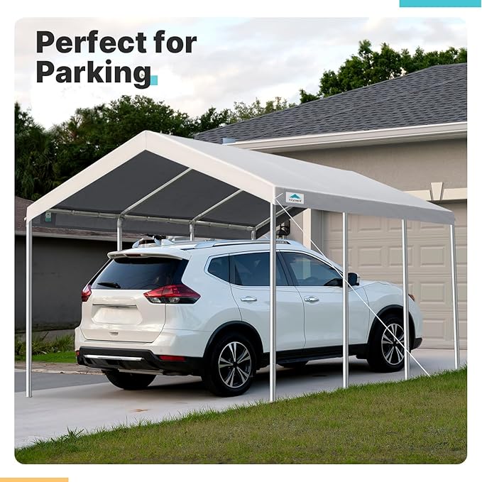 ADVANCE OUTDOOR 10x20 ft Heavy Duty Carport Potable Car Canopy Garage Party Tent Boat Shelter, Adjustable Height from 9.5 ft to 11 ft - Gray