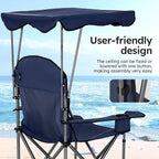 ALPHA CAMP Heavy Duty Canopy Lounge Chair Sunshade Hiking Travel Chair with Cup Holder
