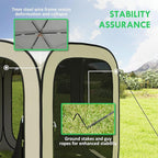 Outsunny 11 x 11ft Pop Up Screen Tent, Portable Camping Gazebo Canopy Screen House with UPF50+ Oxford Cloth and Carry Bag for Patio, Backyard, Deck and Outdoor Activities