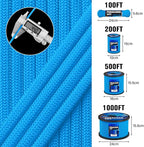1200 Paracord Rope - 4.4mm 14 Strand Nylon Parachute Spool para Cord Lanyard for Outdoor Camping Survival Utility Tent Crafting DIY Projects Fishing Clothsline Bracelet - Blue 1000FT
