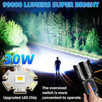 Rechargeable LED Flashlight, Super Bright 99000 High Lumens Flash Light, 9 Modes Zoomable Flashlight with LCD Display, Waterproof Tactical Flashlights for Camping, Home Emergency