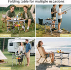 Anbte 2ft Folding Camping Table with Storage Net, 3 Adjustable Heights Small Folding Table Portable & Lightweight with Carry Handle, for Camping Fishing Picnic Beach Outdoor, 22.8"x 15.7", Silver
