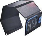 BigBlue Portable Solar Charger 28W with Digital Ammeter,25.4% High-Efficiency, USB-A/USB-C Ports, Folding Waterproof Solar Panels with Carabiners for Camping, Backpacking, Phones, Tablets, Power Bank