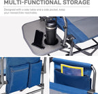 EVER ADVANCED Camping Directors' Chair with Side Table, Portable Folding with Compact Size, Heavy Duty Lawn Chair with Pocket for Camping, Lawn, Sports and Fishing, 400lbs, Blue