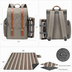 Picnic Backpack for 4 Person with Large Insulated Cooler Bag, Picnic Basket Set with Wine Pouch,Waterproof Picnic Blanket & Cutlery Set. Perfect for Beach, Camping, Party,Wedding Gift for Couple,Brush